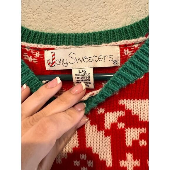 Jolly Women's Christmas Crew Neck Long Sleeve Holiday Sweater Multicolor Large - Picture 2 of 2